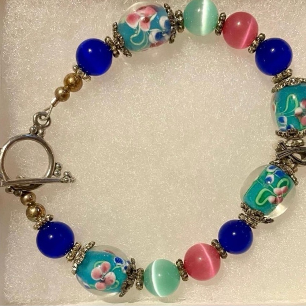 Inspiring Hope Thyroid Cancer Awareness Glass Bead Bracelet NIB